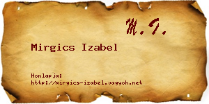 Mirgics Izabel névjegykártya